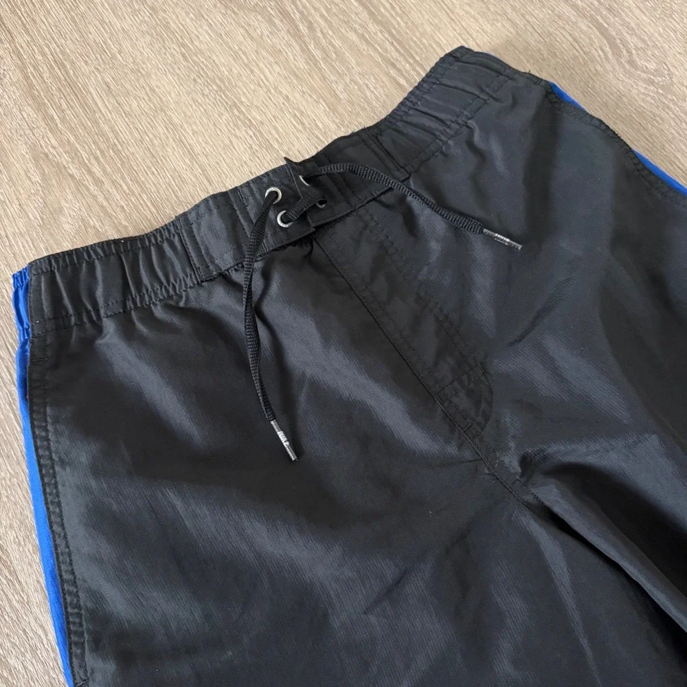 VTG Nike Swim Trunks Black Blue Colorblock Mesh Lined Board Shorts Mens Small